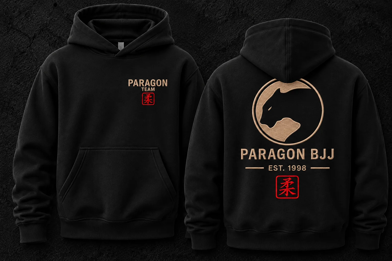 Adult Hoodie in Black & Tan - Paragon BJJ official team merchandise