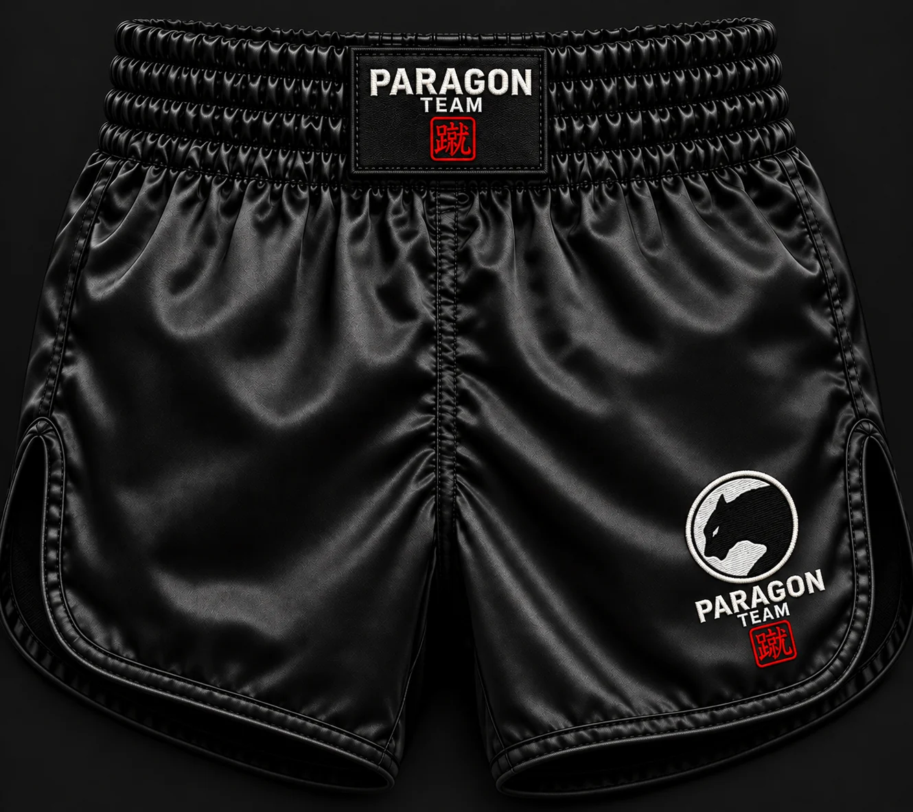 Adult Kickboxing Shorts in Black & White - Paragon BJJ official team merchandise