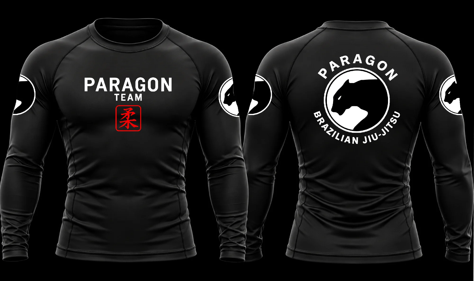 Adult Long Sleeve Rash Guard in Black & White - Paragon BJJ official team merchandise