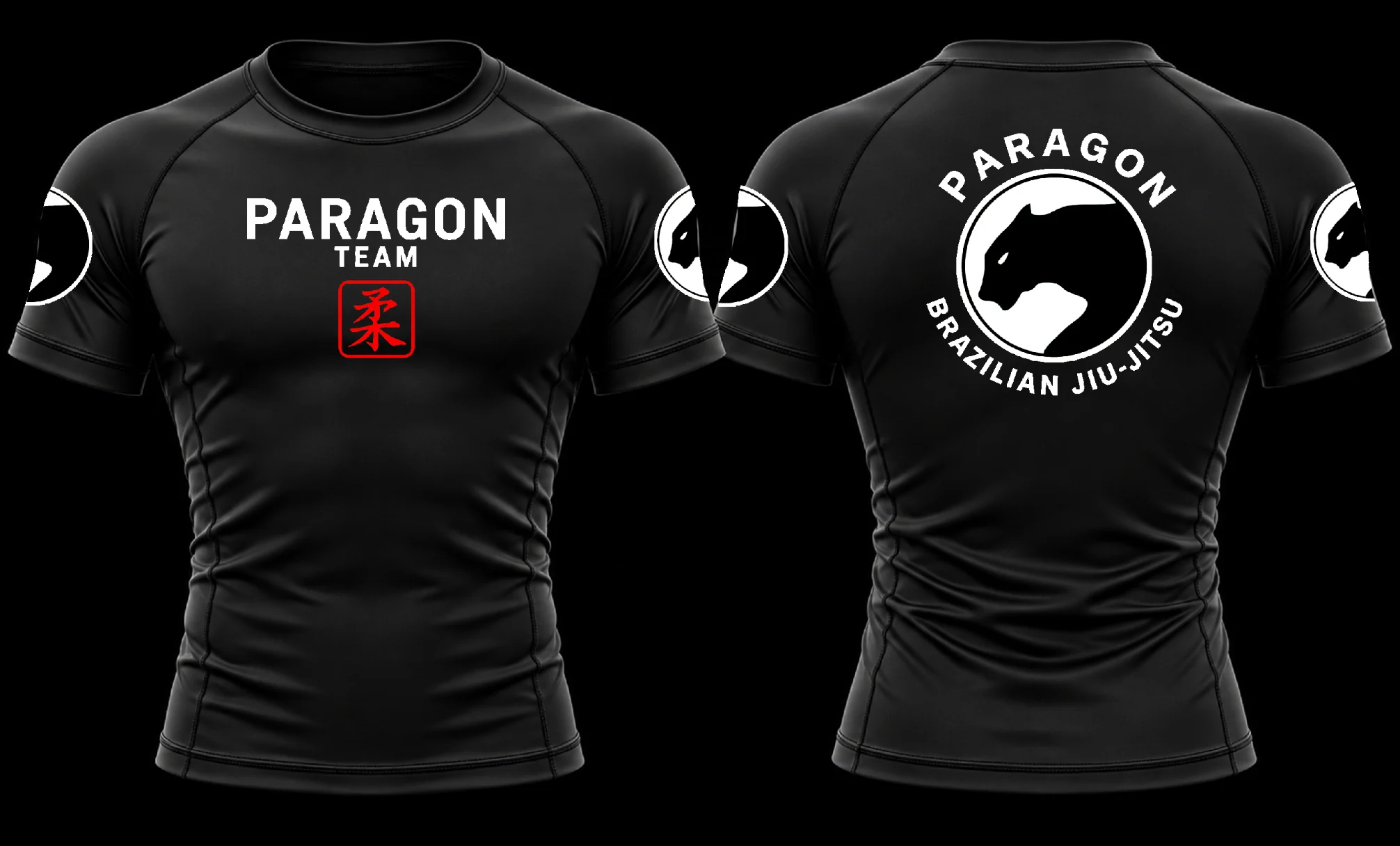 Adult Short Sleeve Rash Guard in Black & White - Paragon BJJ official team merchandise