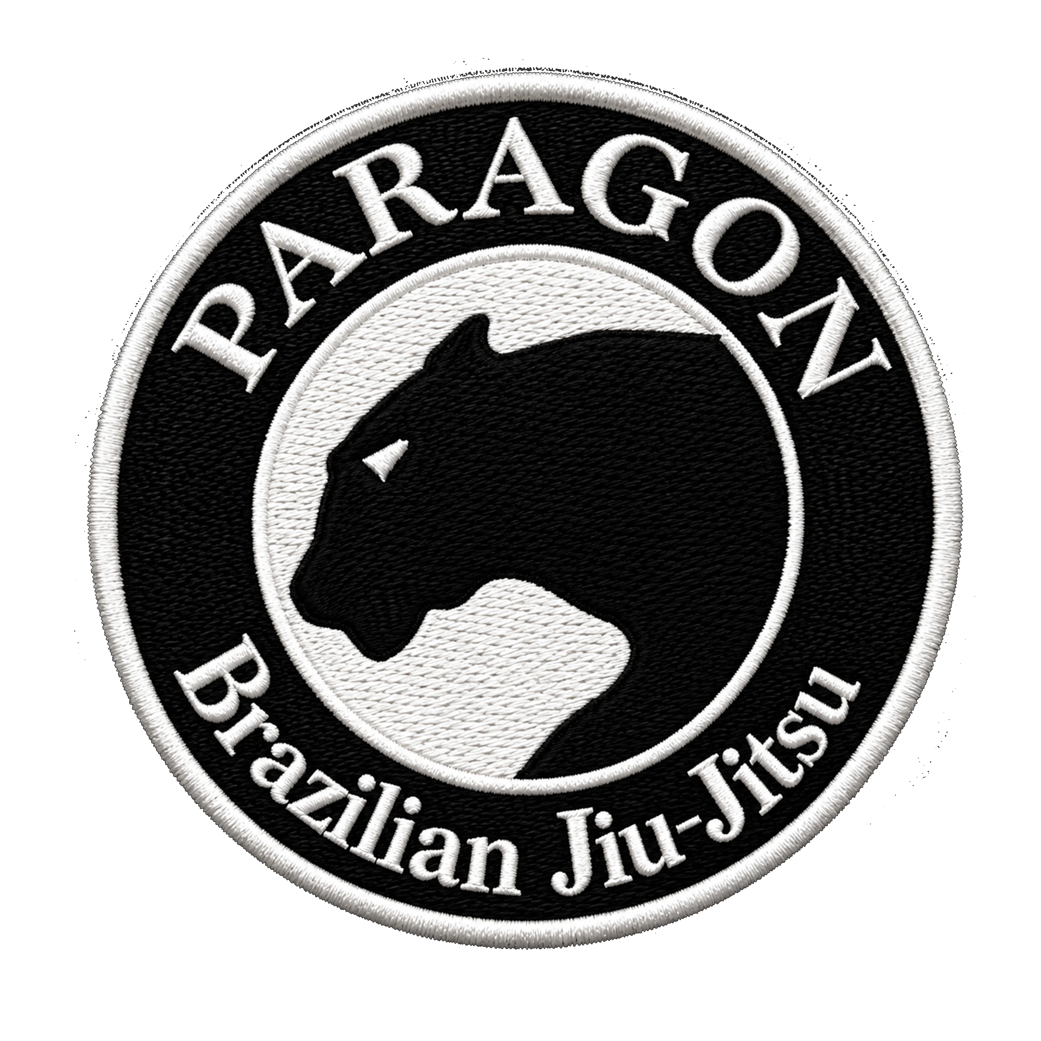 3” Embroidered Patch in Black & White - Paragon BJJ official team merchandise