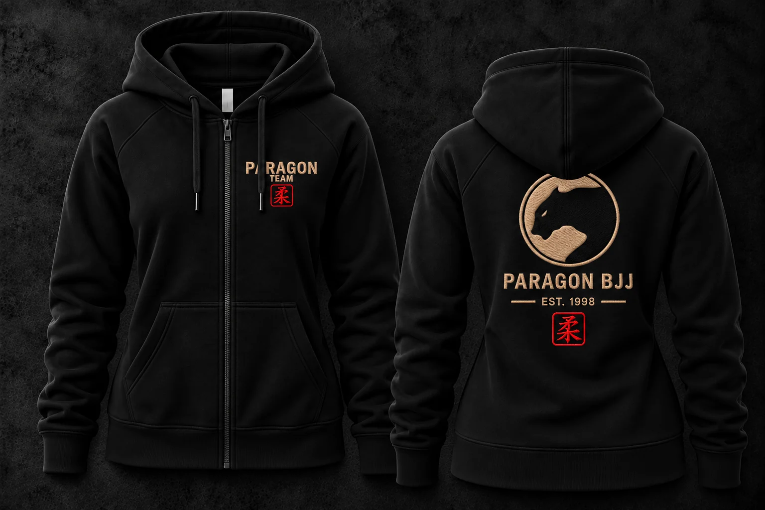 Women's Zipper Hoodie in Black & Tan - Paragon BJJ official team merchandise