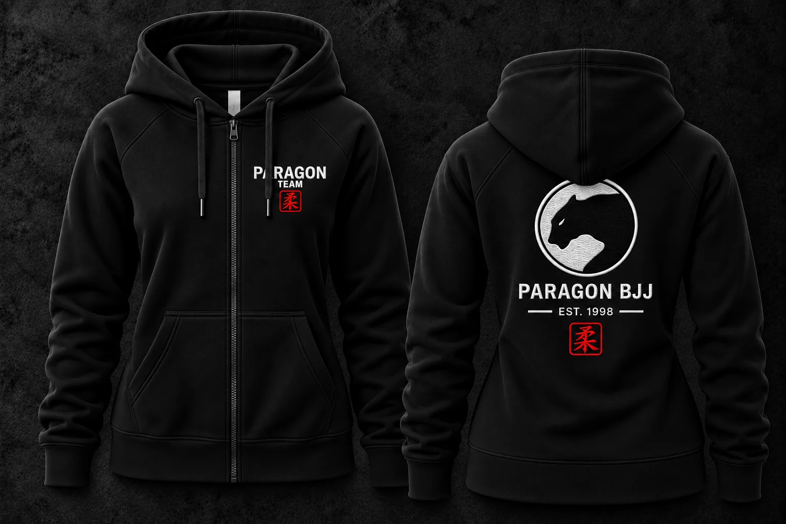 Women's Zipper Hoodie in Black & White - Paragon BJJ official team merchandise