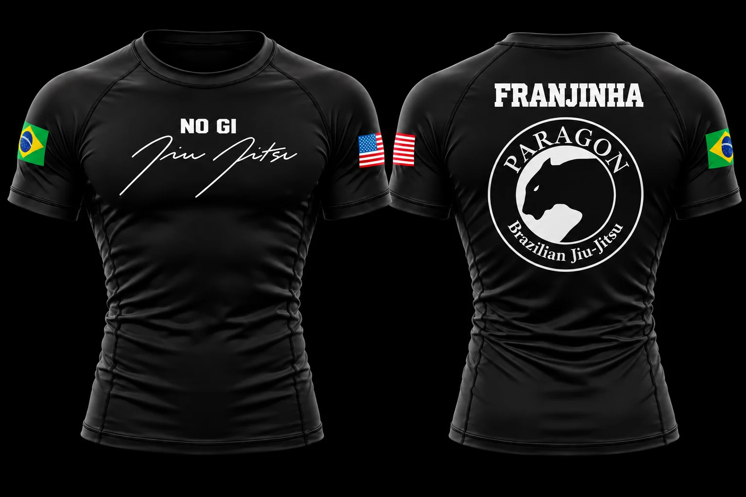 Youth Custom Short Sleeve Rash Guard in Black & White - Paragon BJJ official team merchandise