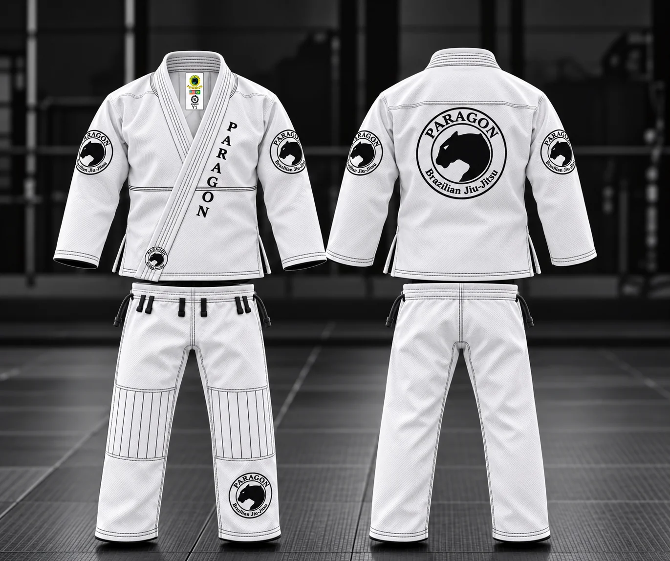 Youth Gi in White / Black - Paragon BJJ official team merchandise