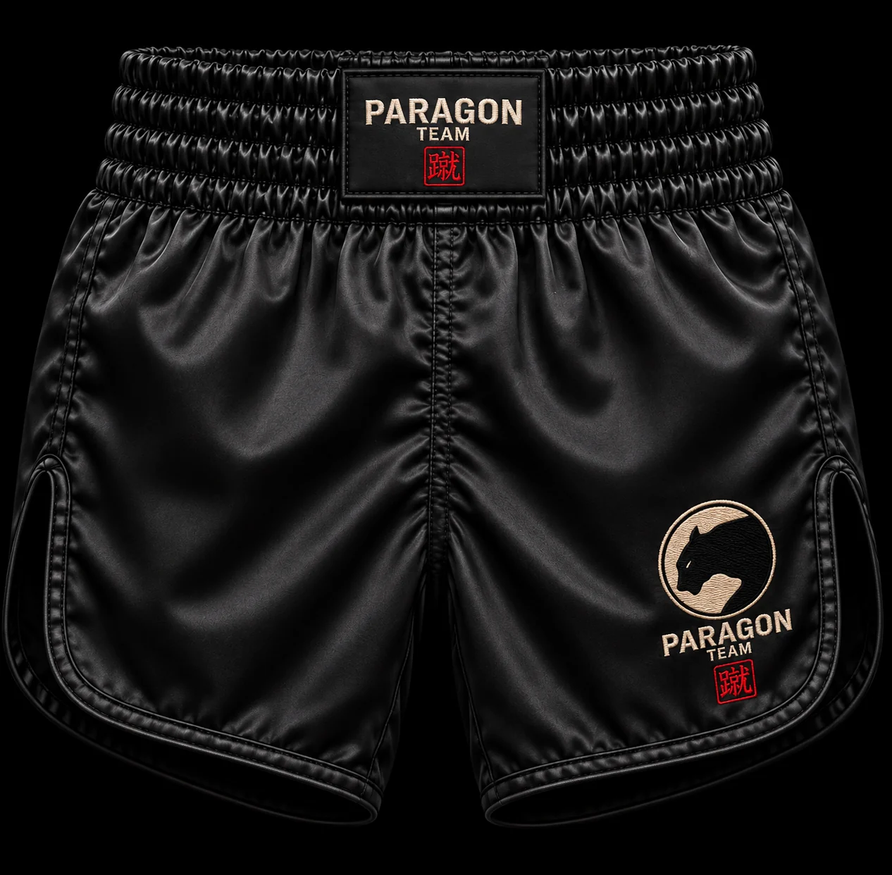 Youth Kickboxing Shorts in Black & Tan - Paragon BJJ official team merchandise