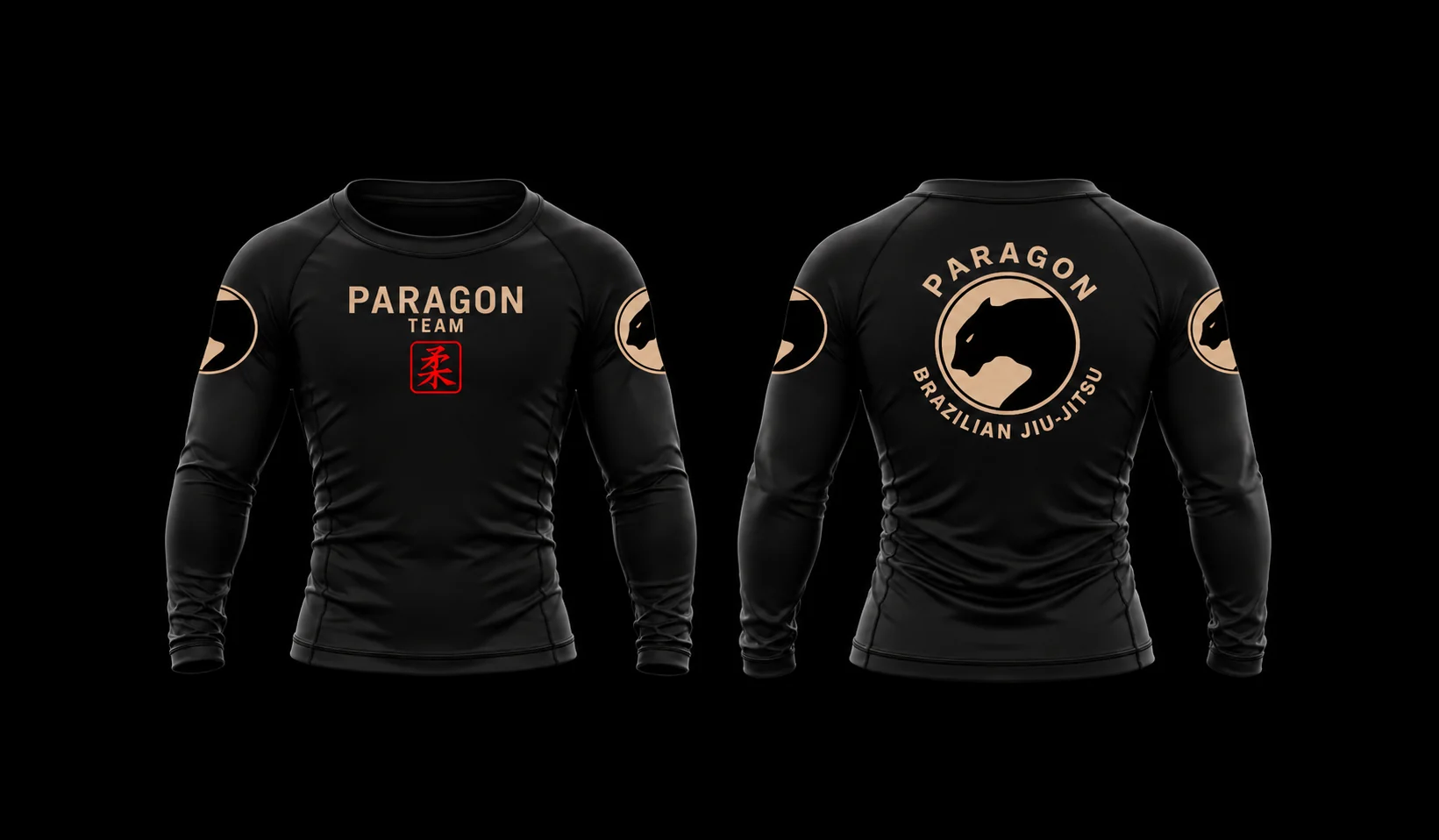 Youth Long Sleeve Rash Guard in Black & Tan - Paragon BJJ official team merchandise