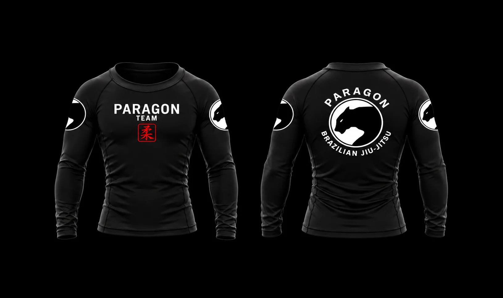 Youth Long Sleeve Rash Guard in Black & White - Paragon BJJ official team merchandise