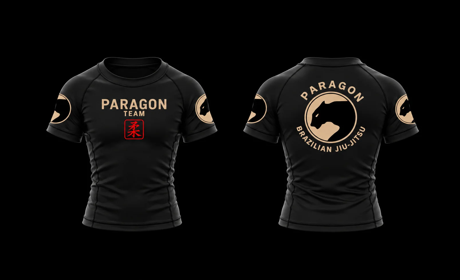 Youth Short Sleeve Rash Guard in Black & Tan - Paragon BJJ official team merchandise